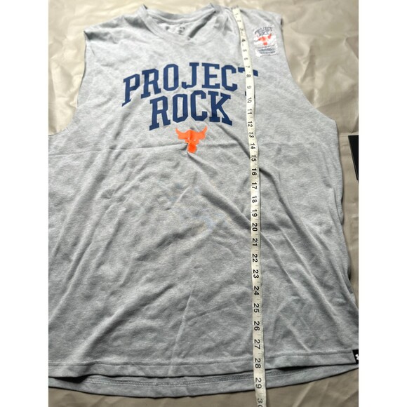 Under Armour Men Large Project Rock Gray Sleeveless Show Your Training Shirt NEW - Picture 8 of 8